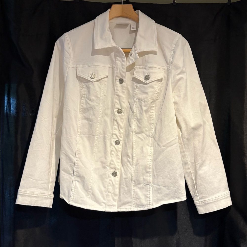 Chico's White Denim Jacket Classic Style